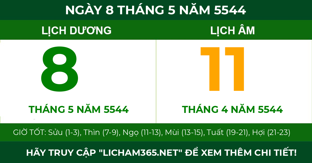 lịch âm ngày 8 tháng 5 năm 5544