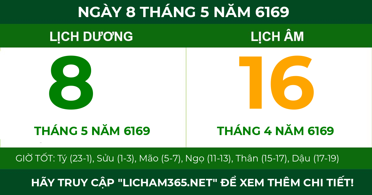 lịch âm ngày 8 tháng 5 năm 6169