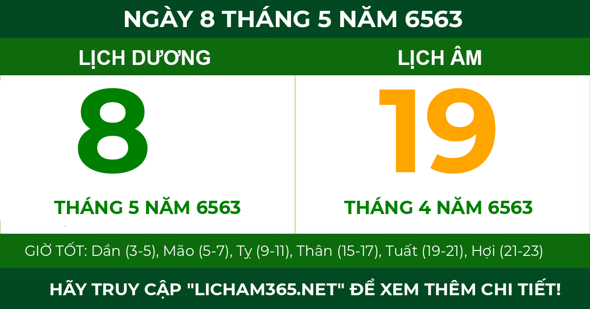 lịch âm ngày 8 tháng 5 năm 6563