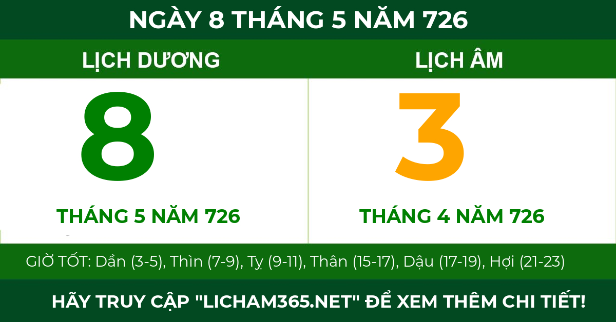 lịch âm ngày 8 tháng 5 năm 726