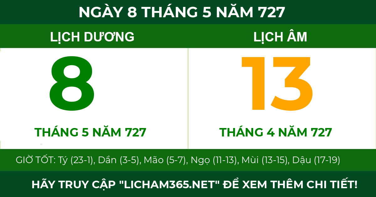 lịch âm ngày 8 tháng 5 năm 727