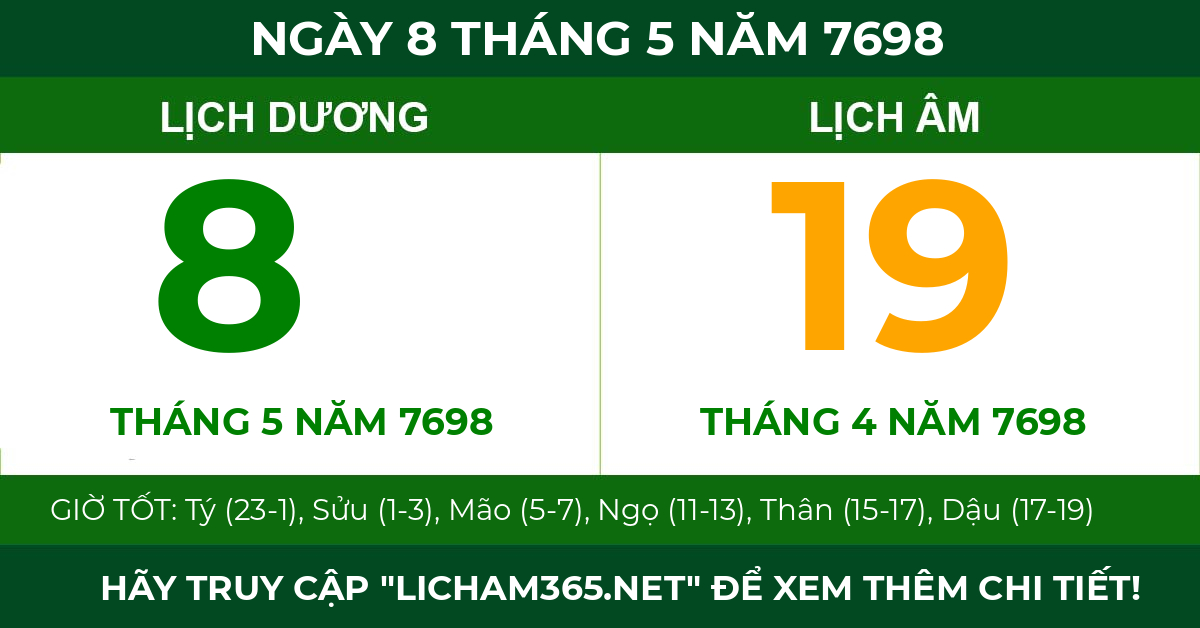 lịch âm ngày 8 tháng 5 năm 7698
