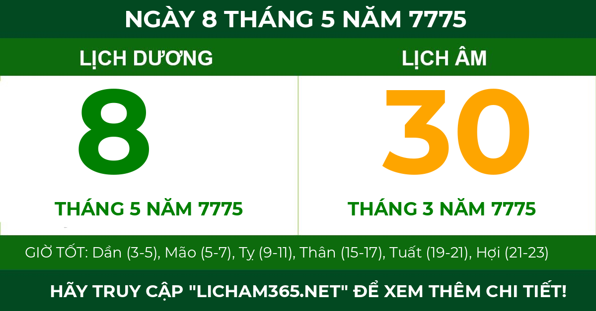 lịch âm ngày 8 tháng 5 năm 7775