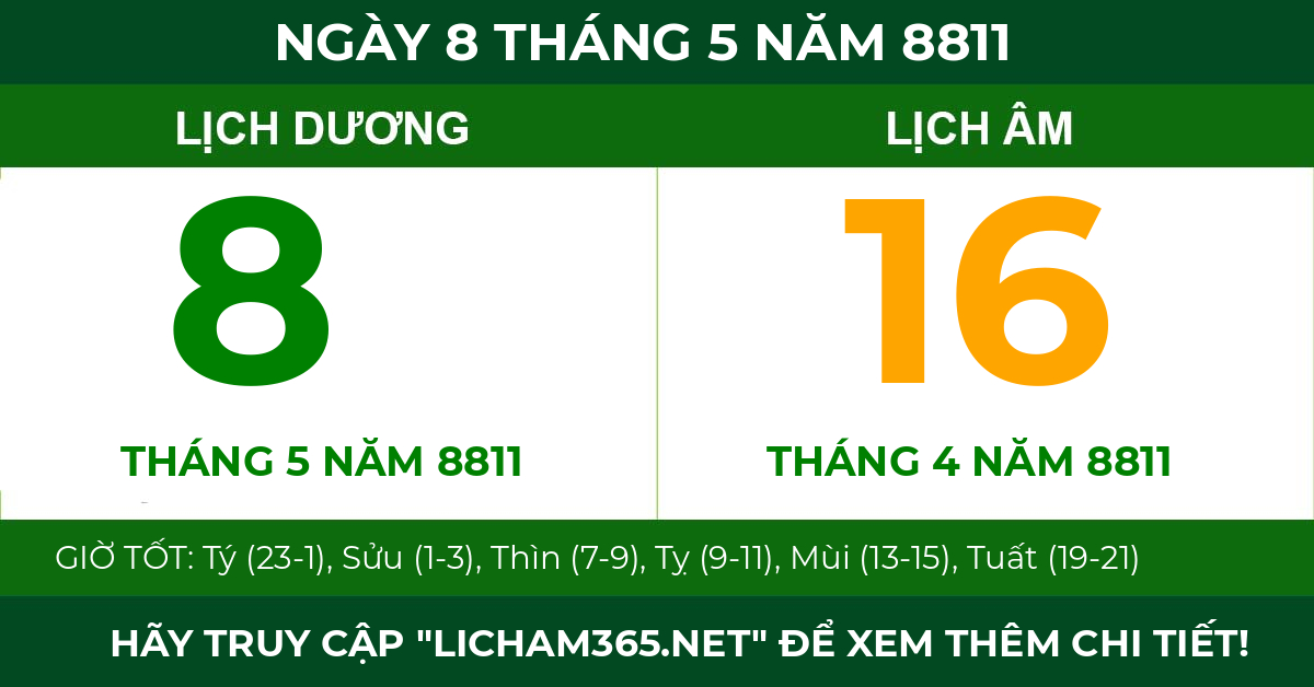 lịch âm ngày 8 tháng 5 năm 8811
