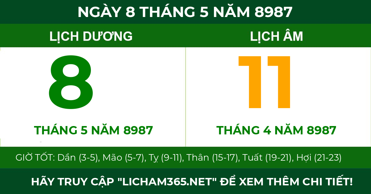 lịch âm ngày 8 tháng 5 năm 8987