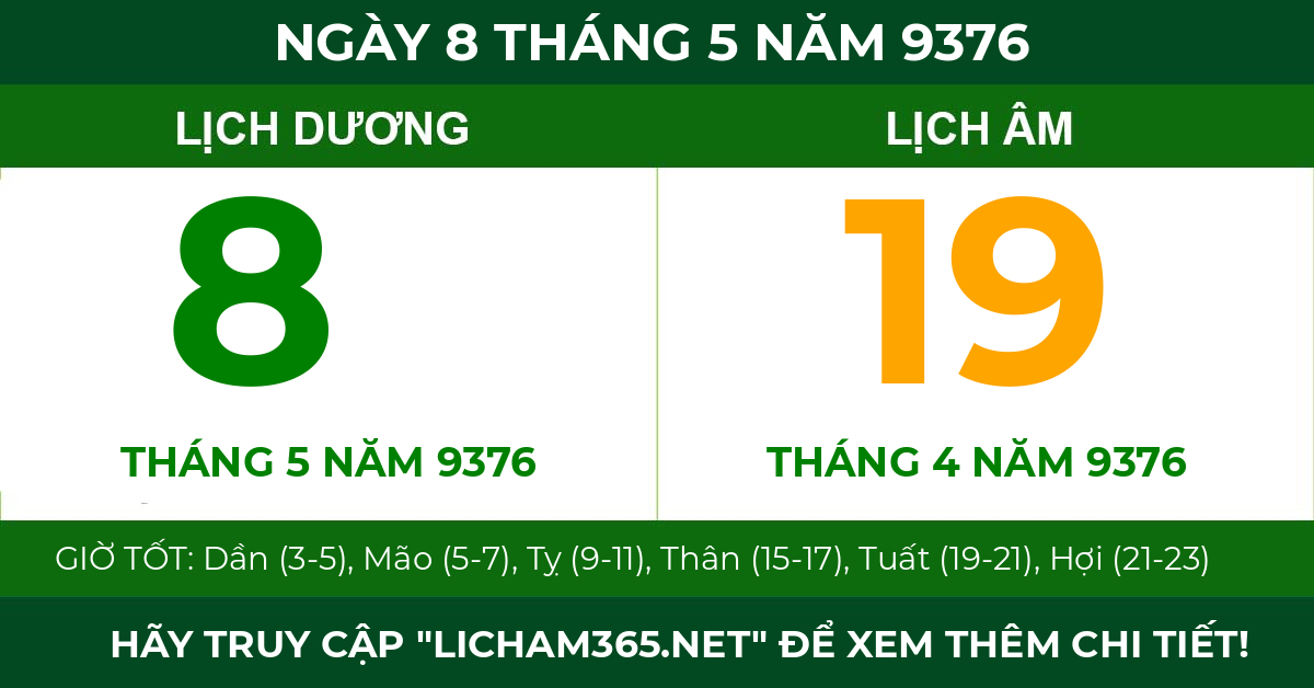 lịch âm ngày 8 tháng 5 năm 9376