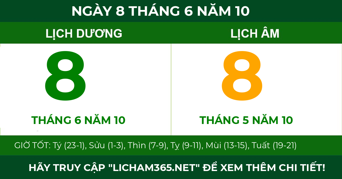 lịch âm ngày 8 tháng 6 năm 10