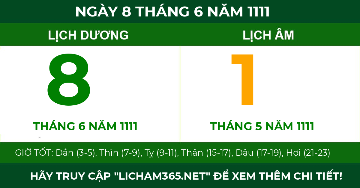 lịch âm ngày 8 tháng 6 năm 1111