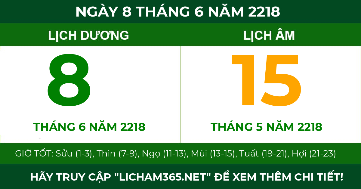 lịch âm ngày 8 tháng 6 năm 2218