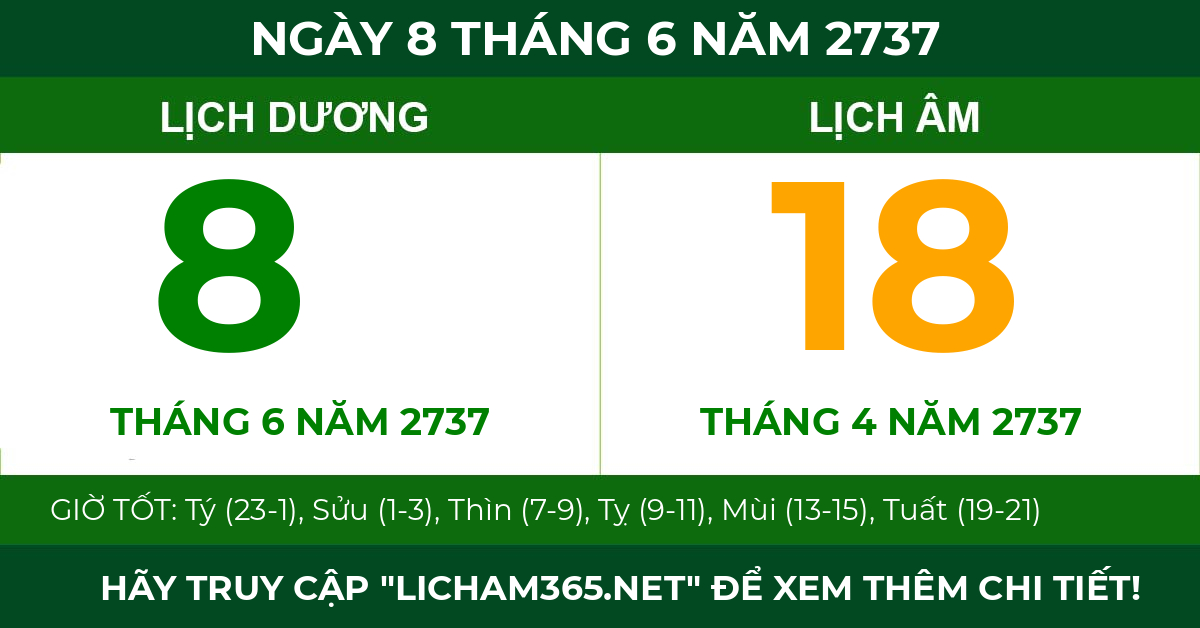 lịch âm ngày 8 tháng 6 năm 2737