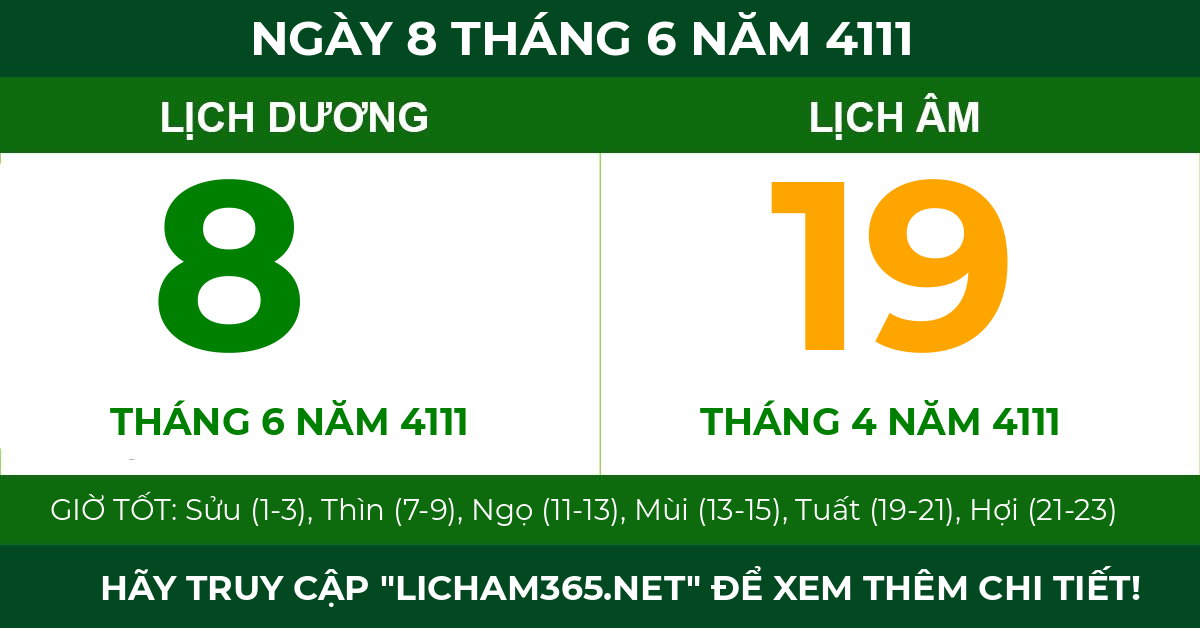 lịch âm ngày 8 tháng 6 năm 4111
