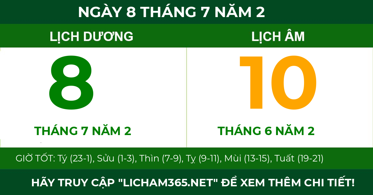 lịch âm ngày 8 tháng 7 năm 2