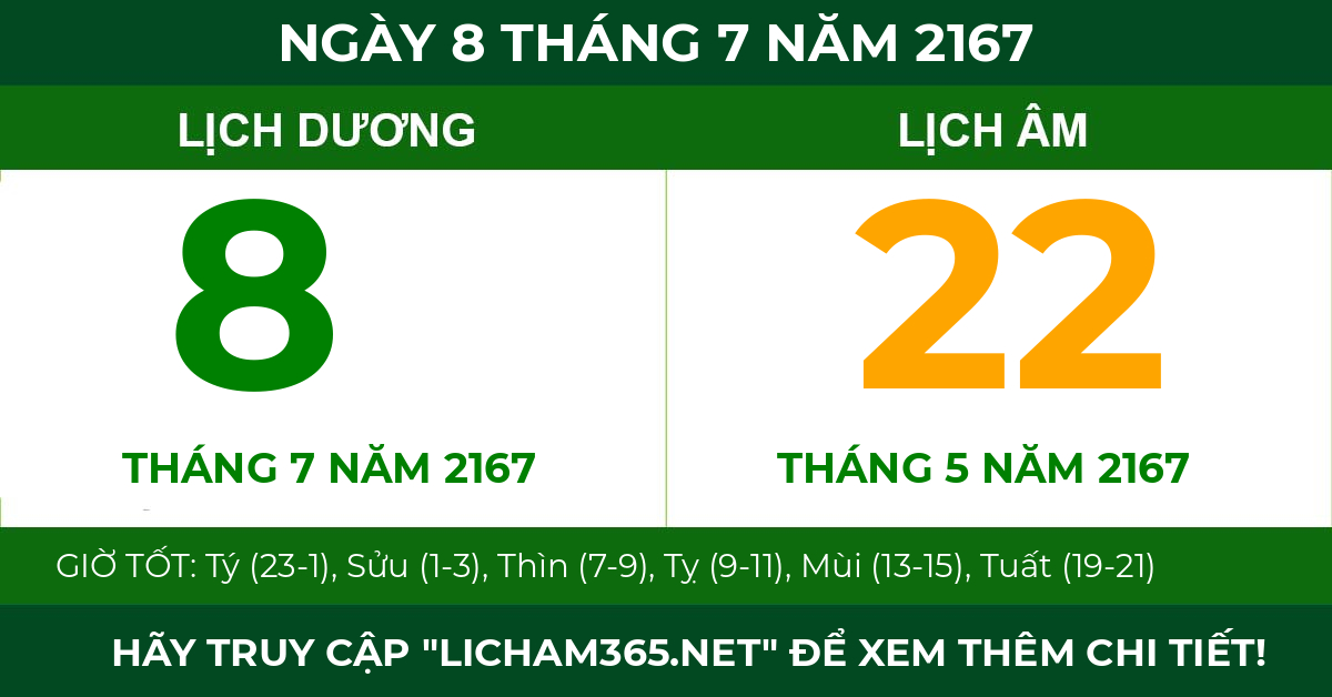 lịch âm ngày 8 tháng 7 năm 2167