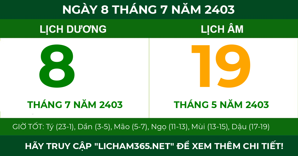 lịch âm ngày 8 tháng 7 năm 2403