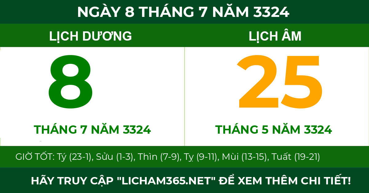lịch âm ngày 8 tháng 7 năm 3324