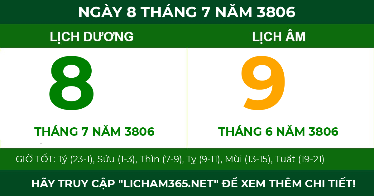 lịch âm ngày 8 tháng 7 năm 3806