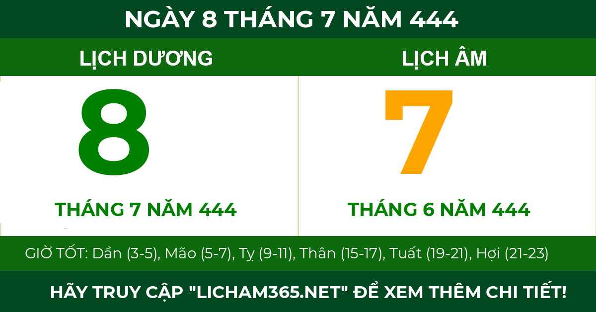 lịch âm ngày 8 tháng 7 năm 444