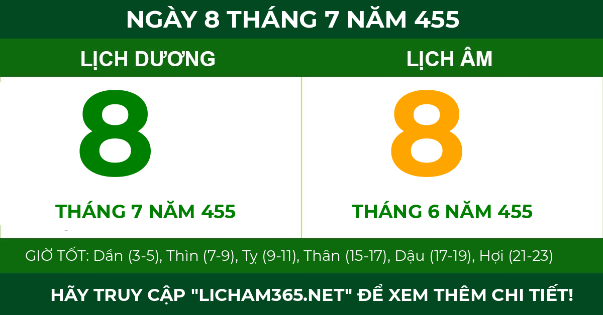 lịch âm ngày 8 tháng 7 năm 455