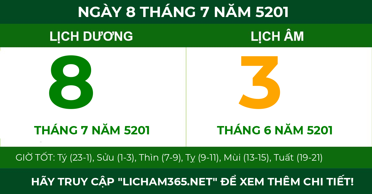 lịch âm ngày 8 tháng 7 năm 5201