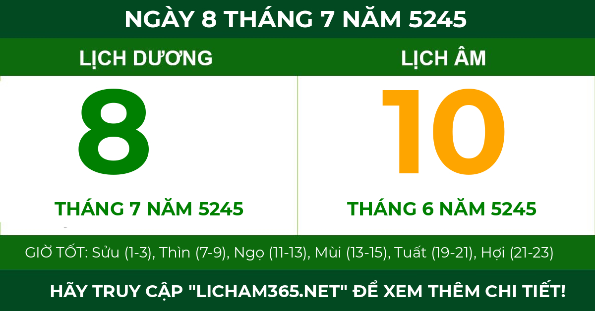 lịch âm ngày 8 tháng 7 năm 5245