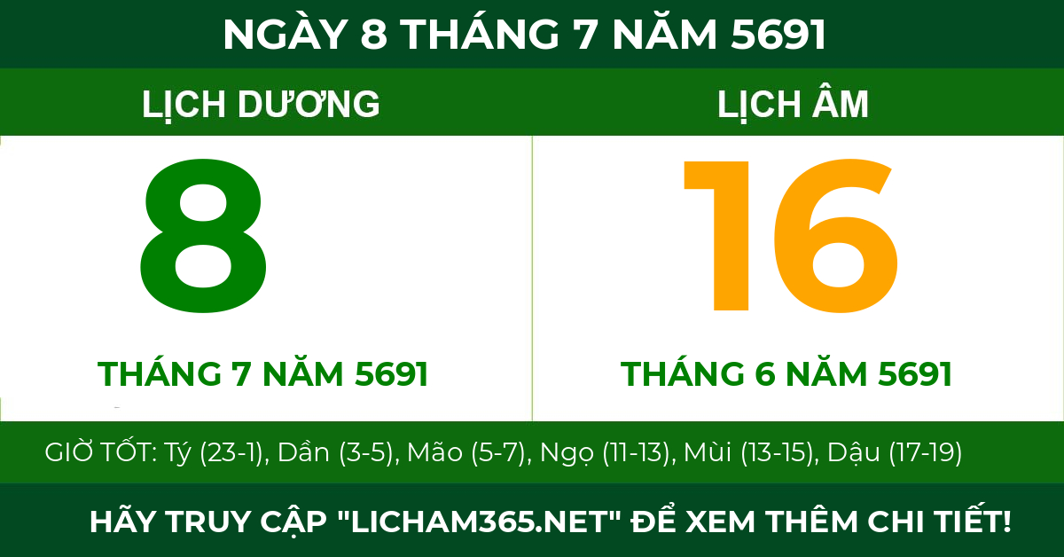 lịch âm ngày 8 tháng 7 năm 5691