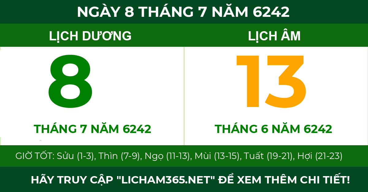 lịch âm ngày 8 tháng 7 năm 6242