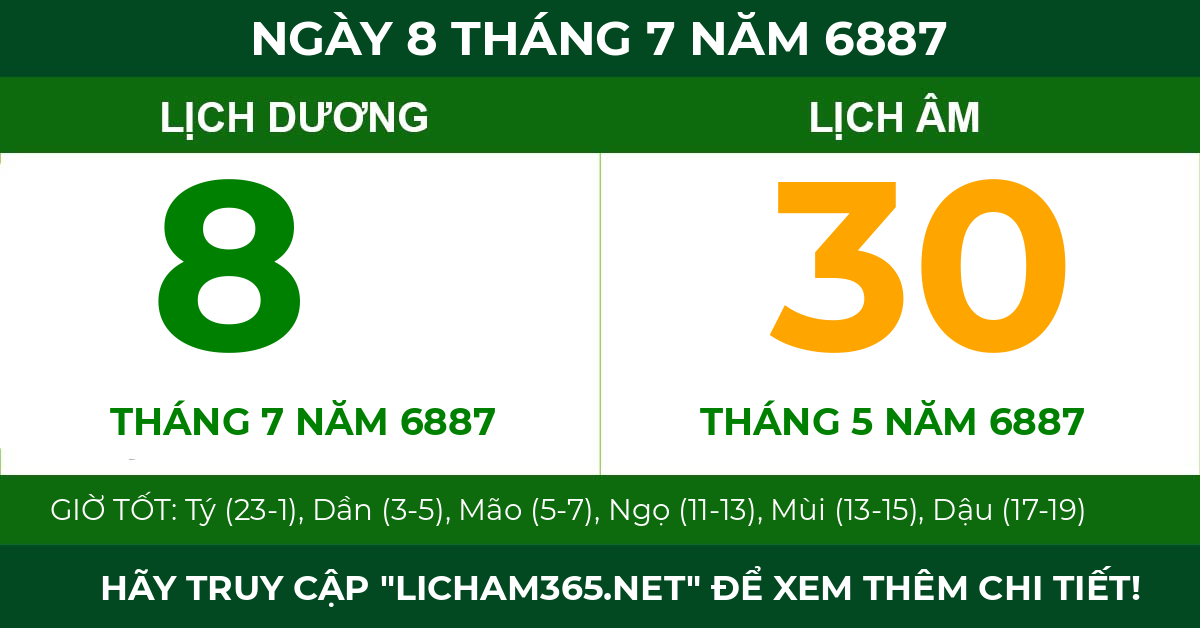 lịch âm ngày 8 tháng 7 năm 6887
