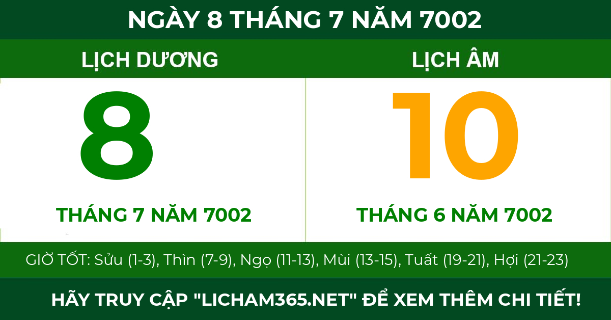 lịch âm ngày 8 tháng 7 năm 7002