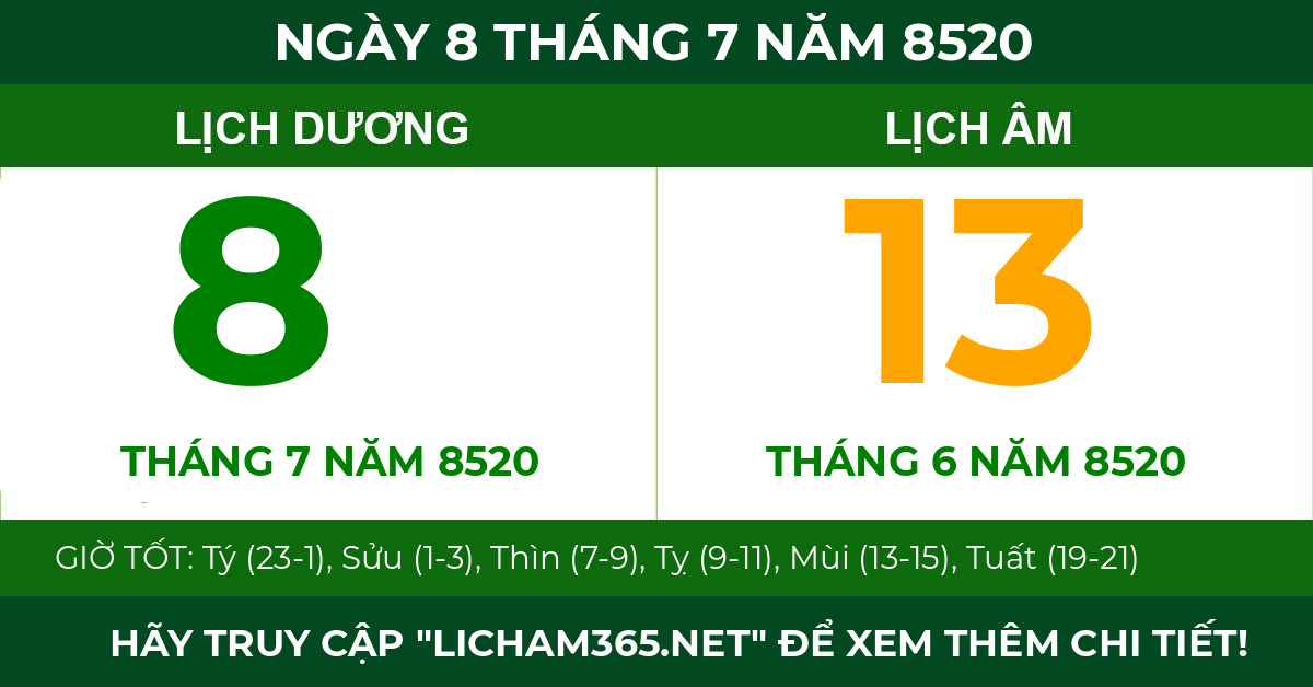 lịch âm ngày 8 tháng 7 năm 8520