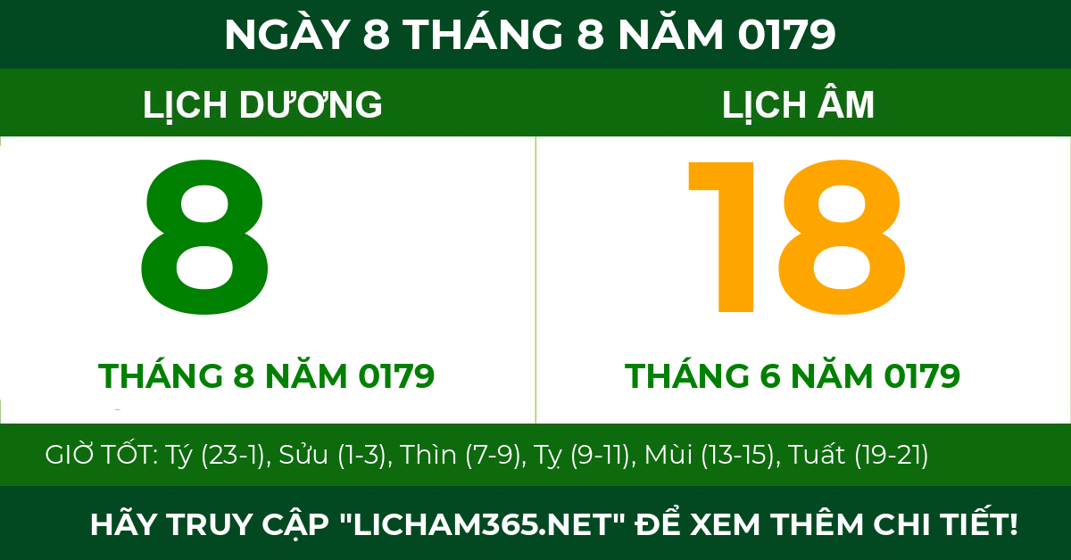 lịch âm ngày 8 tháng 8 năm 0179