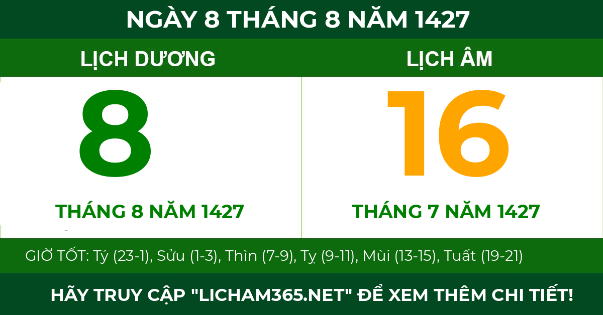 lịch âm ngày 8 tháng 8 năm 1427