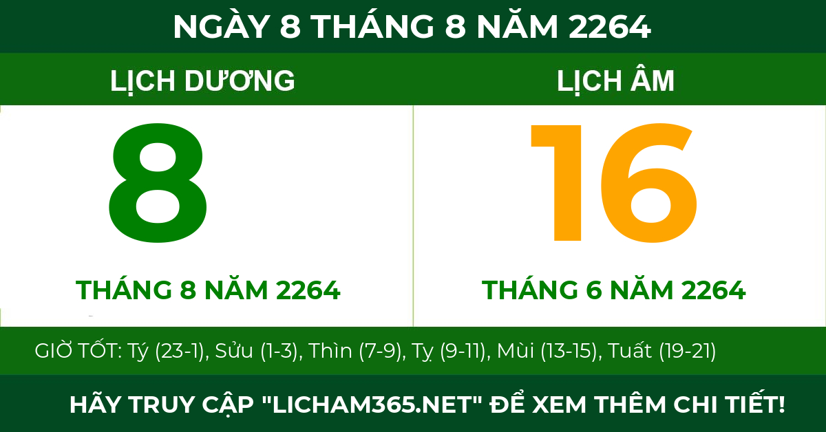 lịch âm ngày 8 tháng 8 năm 2264