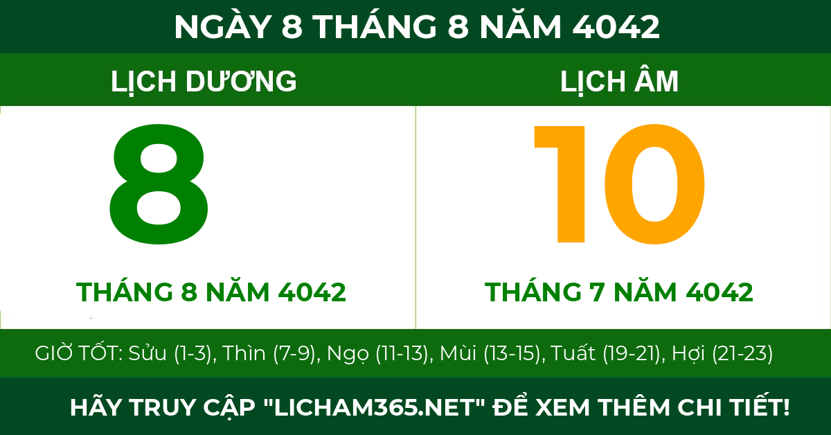lịch âm ngày 8 tháng 8 năm 4042