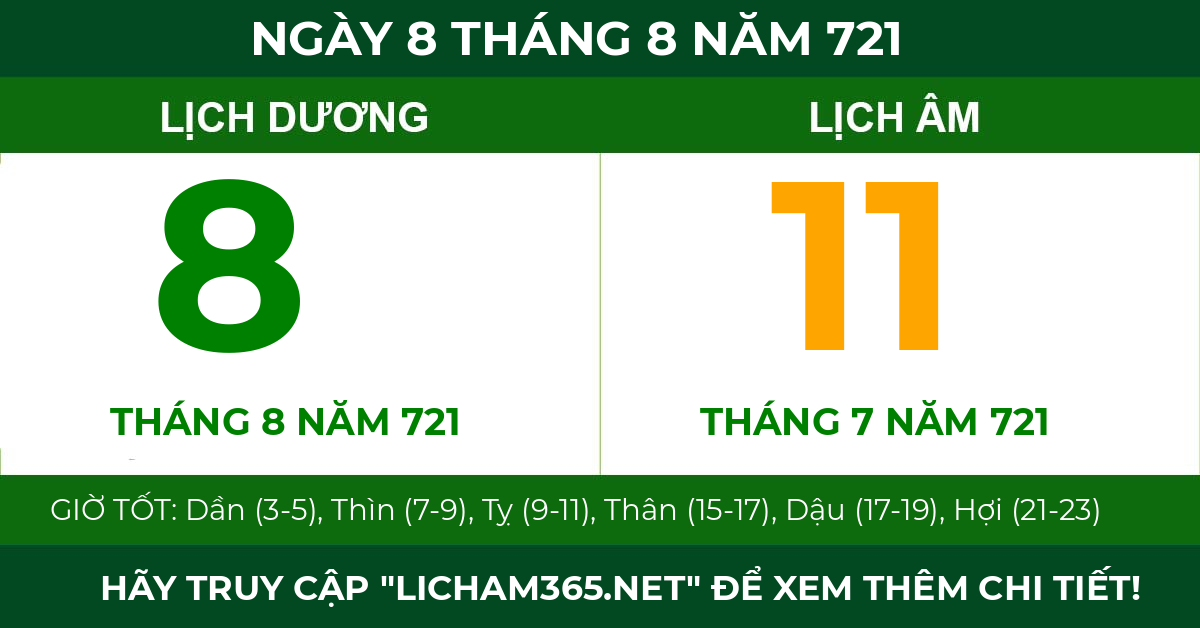 lịch âm ngày 8 tháng 8 năm 721