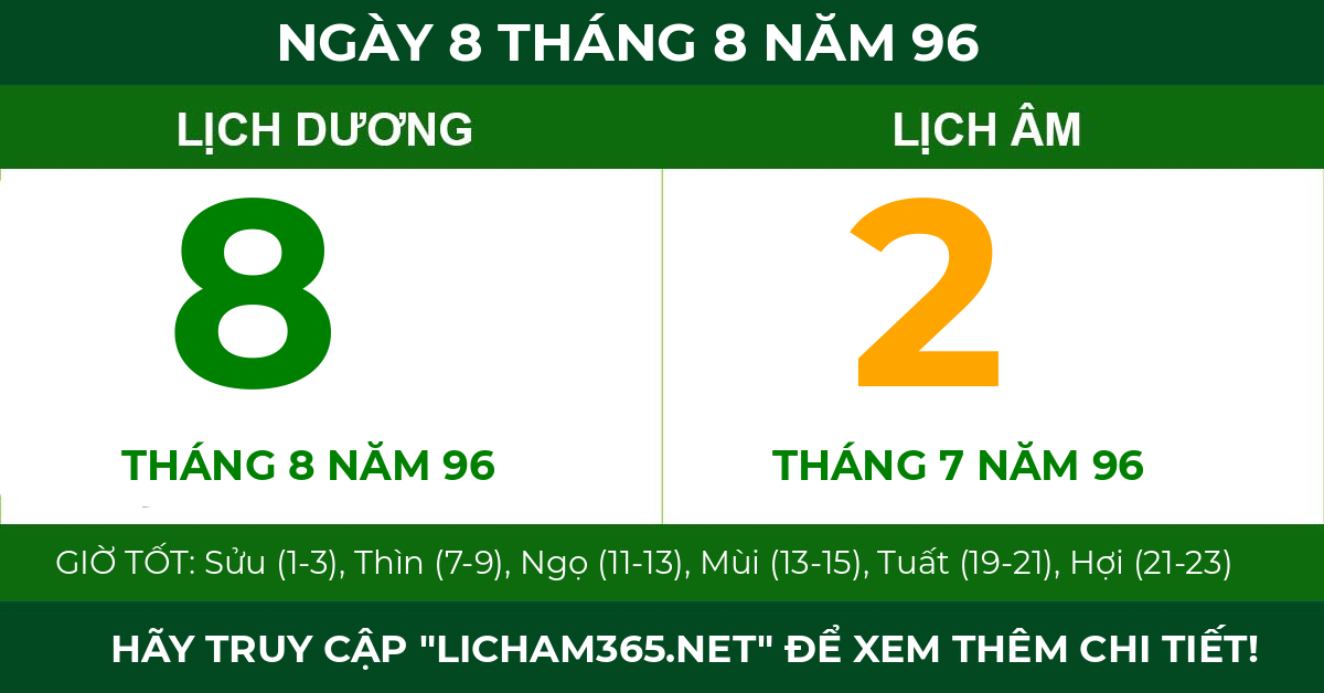 lịch âm ngày 8 tháng 8 năm 96