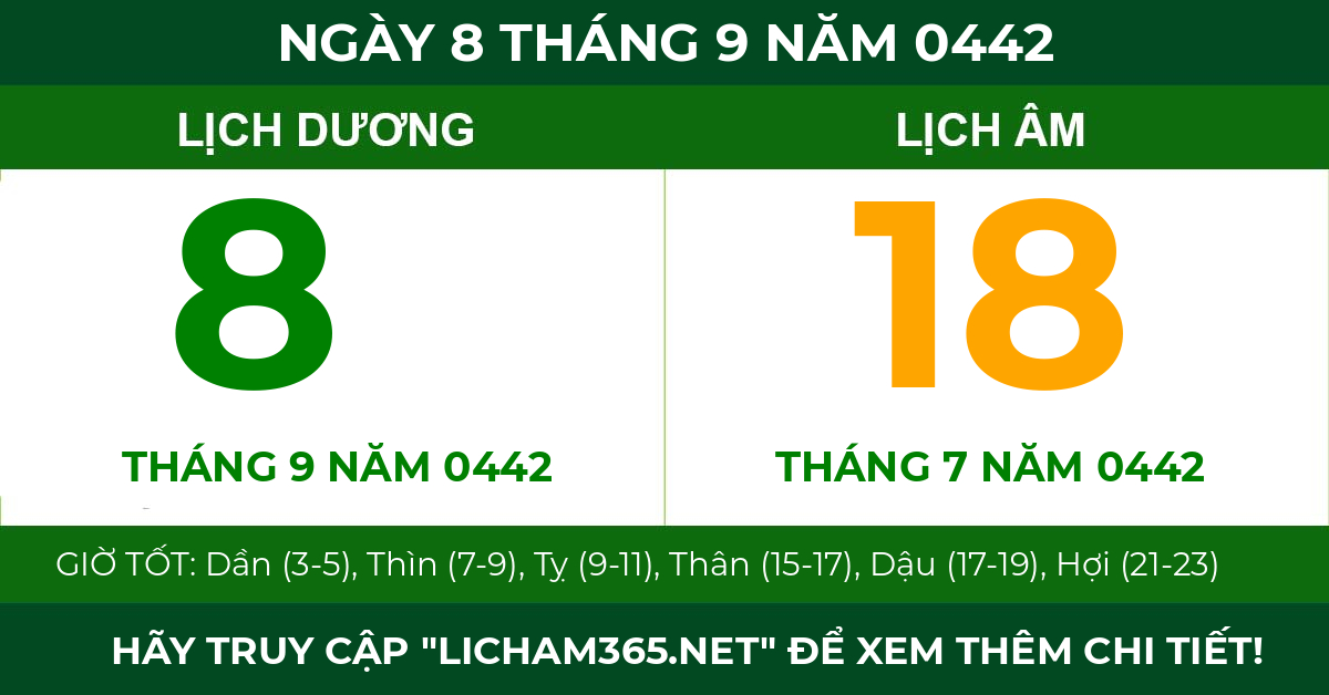lịch âm ngày 8 tháng 9 năm 0442