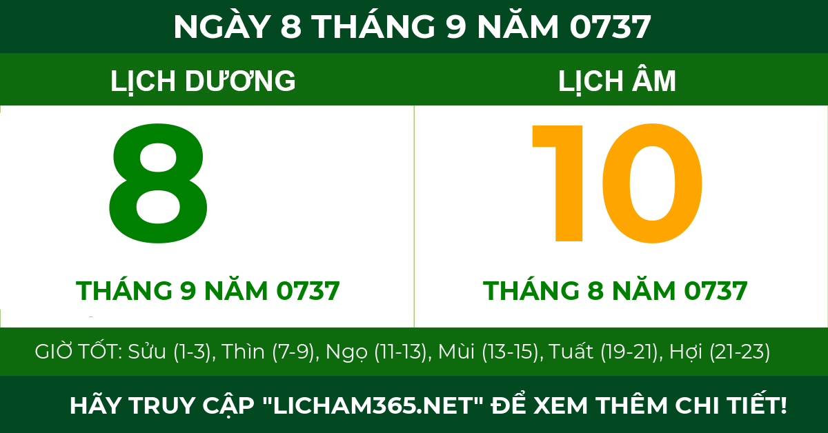 lịch âm ngày 8 tháng 9 năm 0737