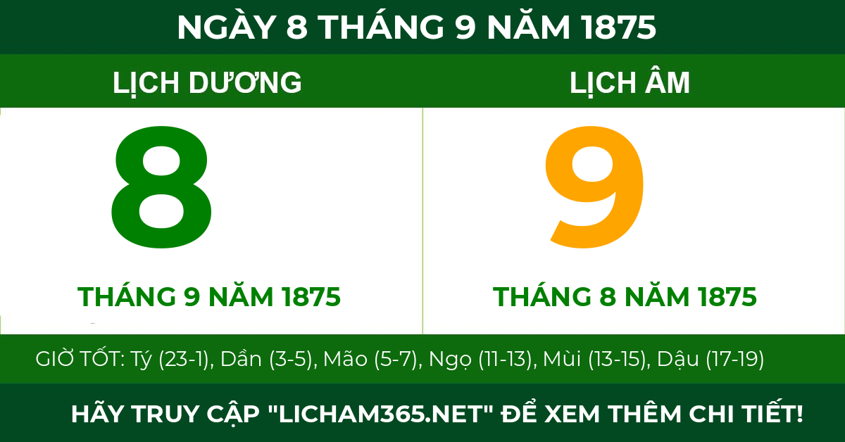 lịch âm ngày 8 tháng 9 năm 1875