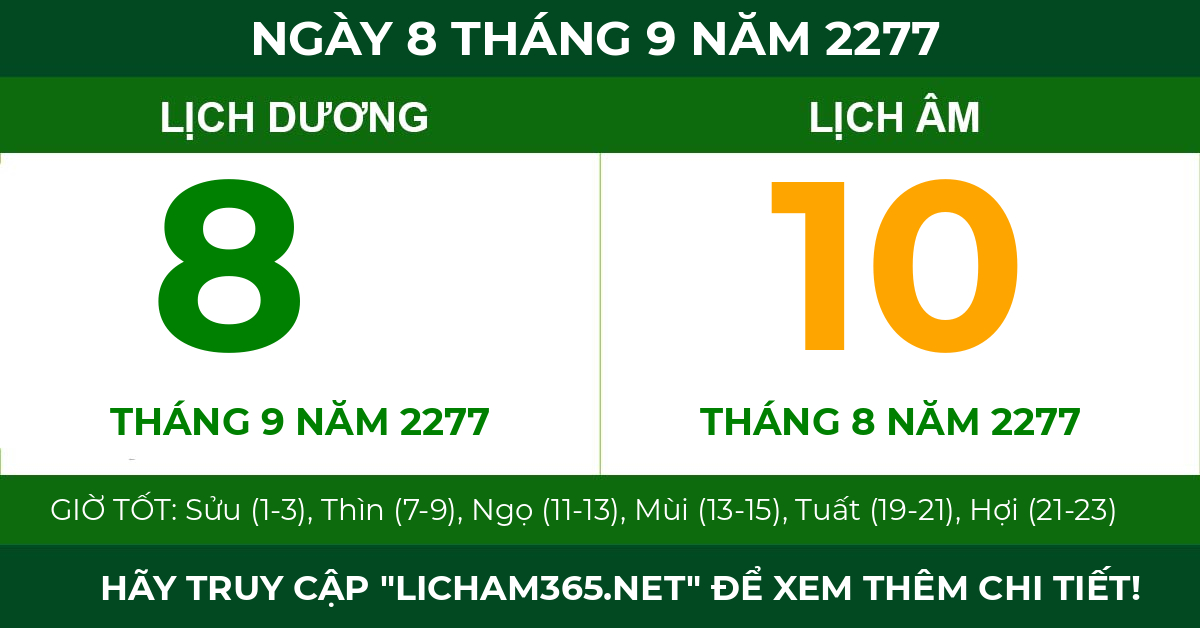 lịch âm ngày 8 tháng 9 năm 2277