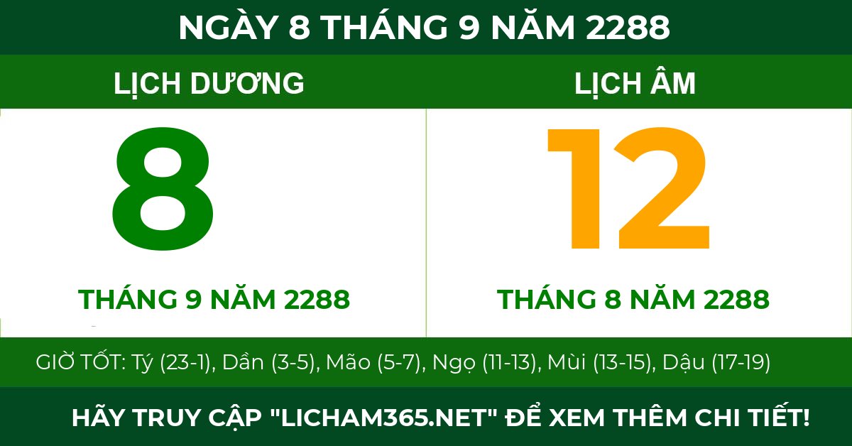 lịch âm ngày 8 tháng 9 năm 2288