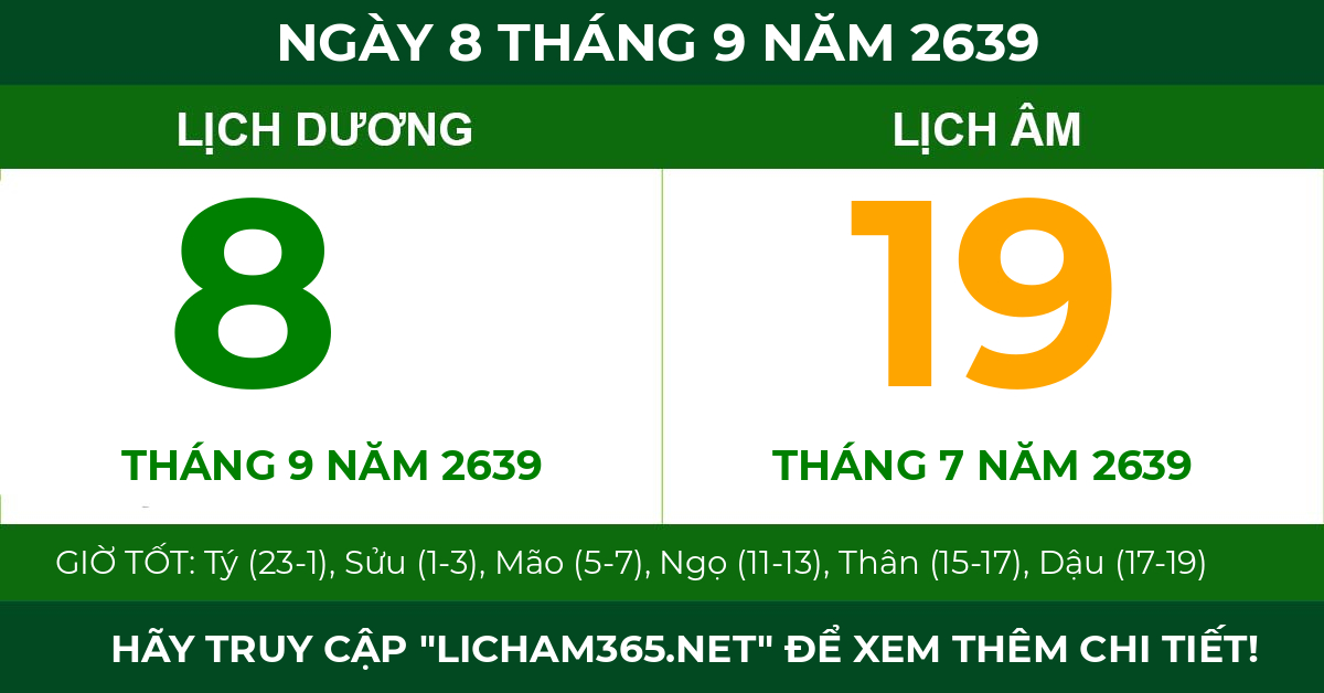 lịch âm ngày 8 tháng 9 năm 2639
