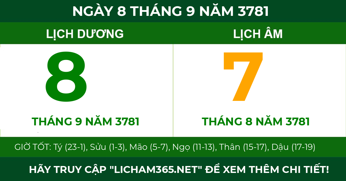 lịch âm ngày 8 tháng 9 năm 3781