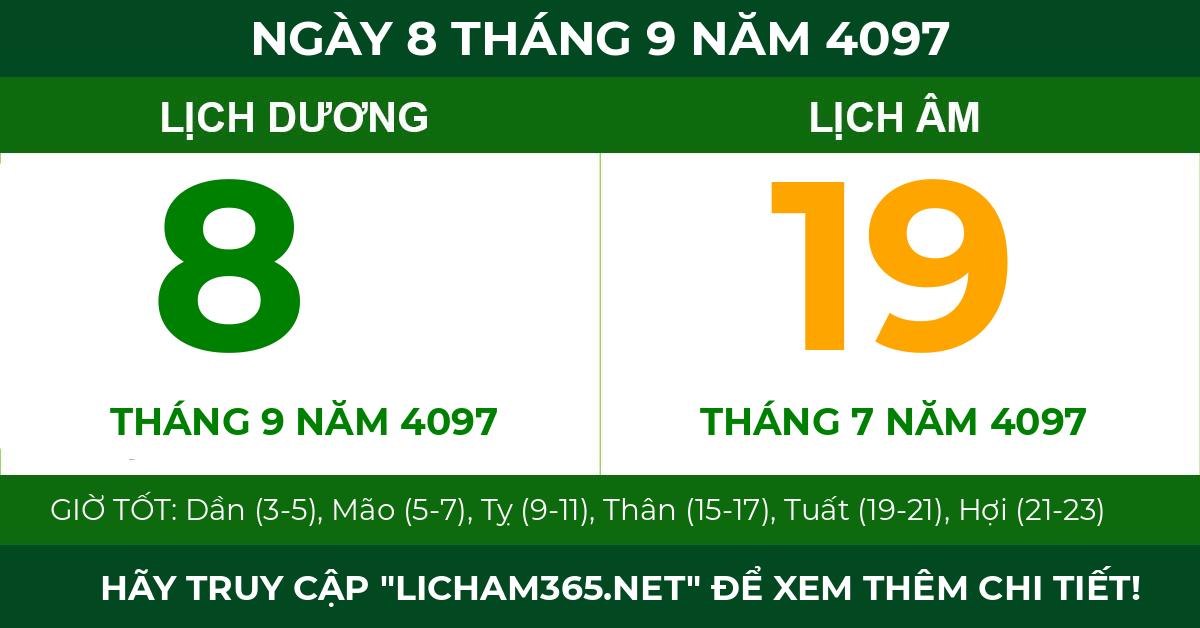 lịch âm ngày 8 tháng 9 năm 4097