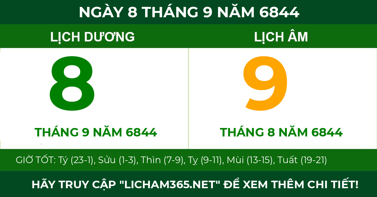 lịch âm ngày 8 tháng 9 năm 6844