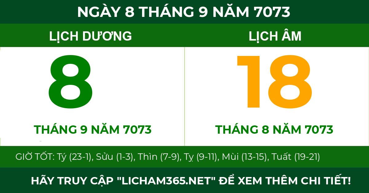 lịch âm ngày 8 tháng 9 năm 7073