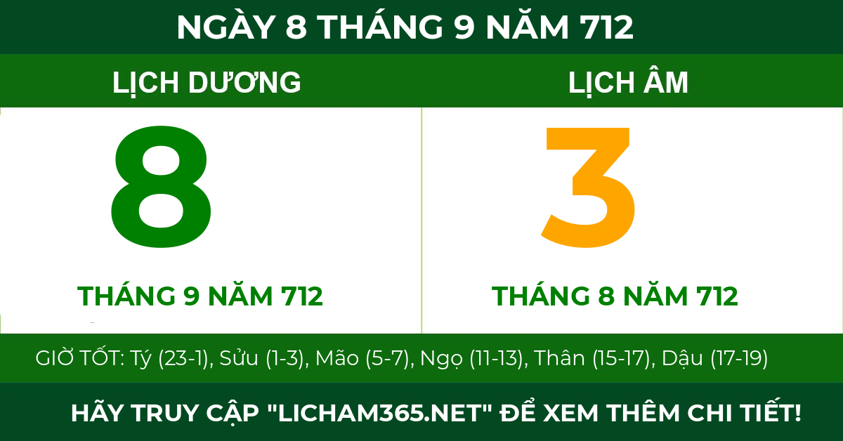lịch âm ngày 8 tháng 9 năm 712