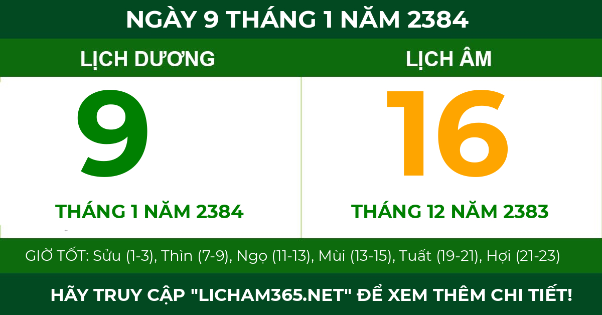 lịch âm ngày 9 tháng 1 năm 2384