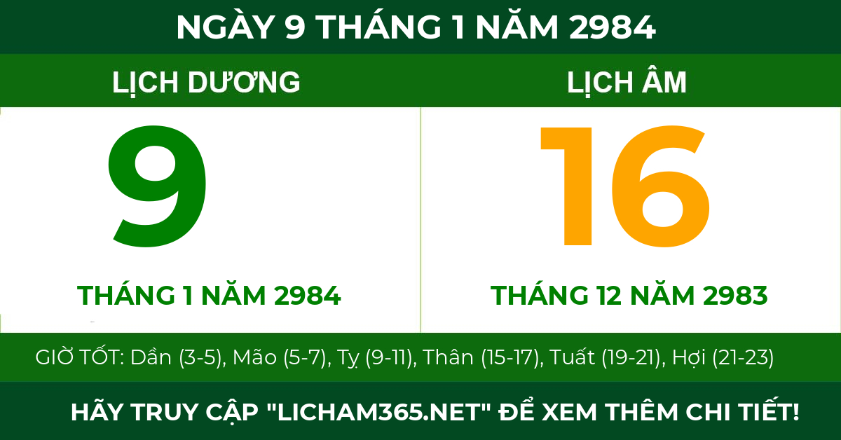 lịch âm ngày 9 tháng 1 năm 2984