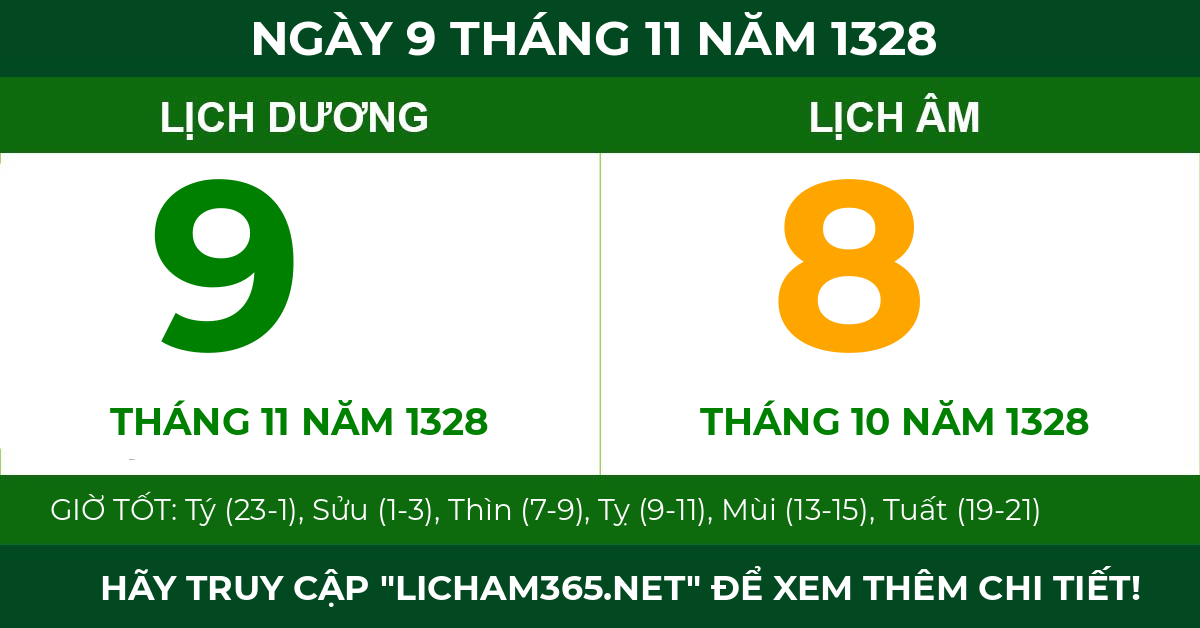 lịch âm ngày 9 tháng 11 năm 1328