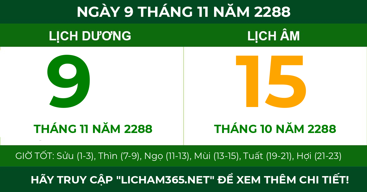 lịch âm ngày 9 tháng 11 năm 2288